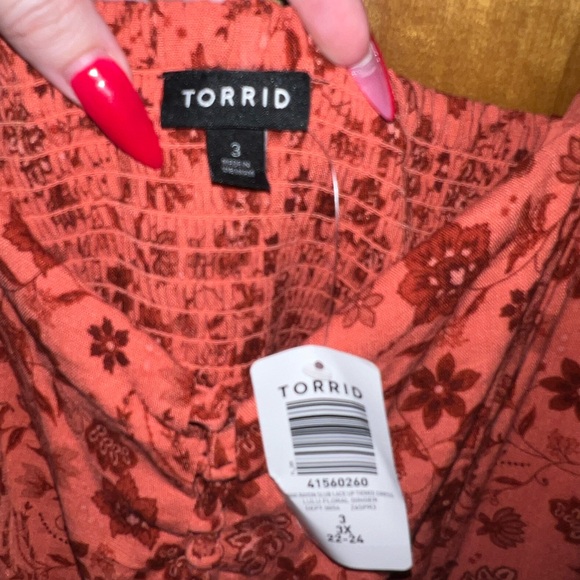 Torrid Maxi Rayon Slub Lace Up Tiered Dress size 3 nwt - Picture 11 of 13